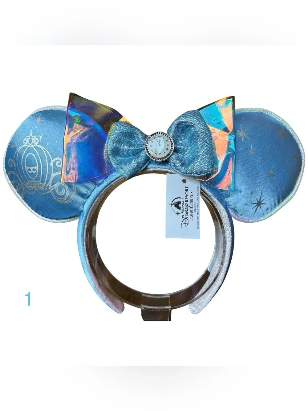 Disney Cinderella Carriage Midnight Clock Minnie Mouse Ears Headband NWT 1 - Picture 1 of 7